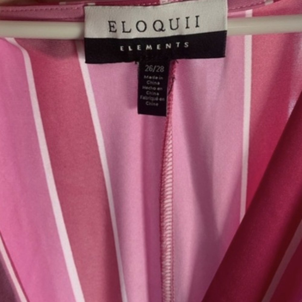 Eloquii Pink Striped Twist-Front Midi Dress - Picture 5 of 6
